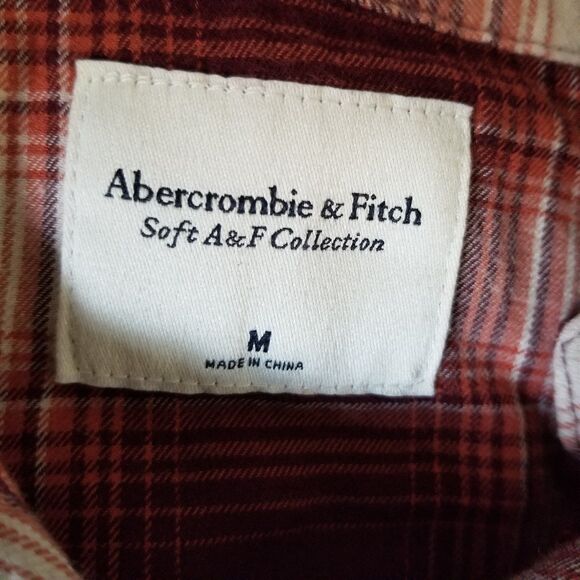 Abercrombie & Fitch Cropped Button Up Flannel Plaid Shirt Size Medium - Picture 7 of 9